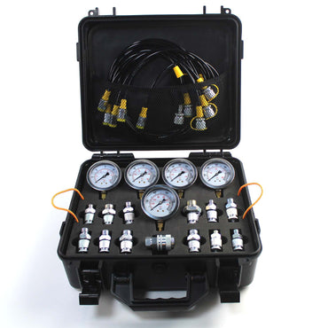 5 Gauges 5 Test Hoses 13 Couplings and 14 Tee Connectors Double Layer 1/10/25/40/60Mpa Hydraulic Pressure Test Kit