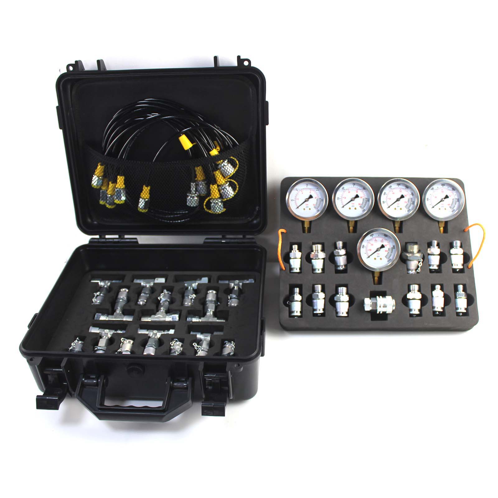 5 Gauges Double Layer Hydraulic Pressure Test Kit 13 Coupling 14 Tee Fittings Free Shipping