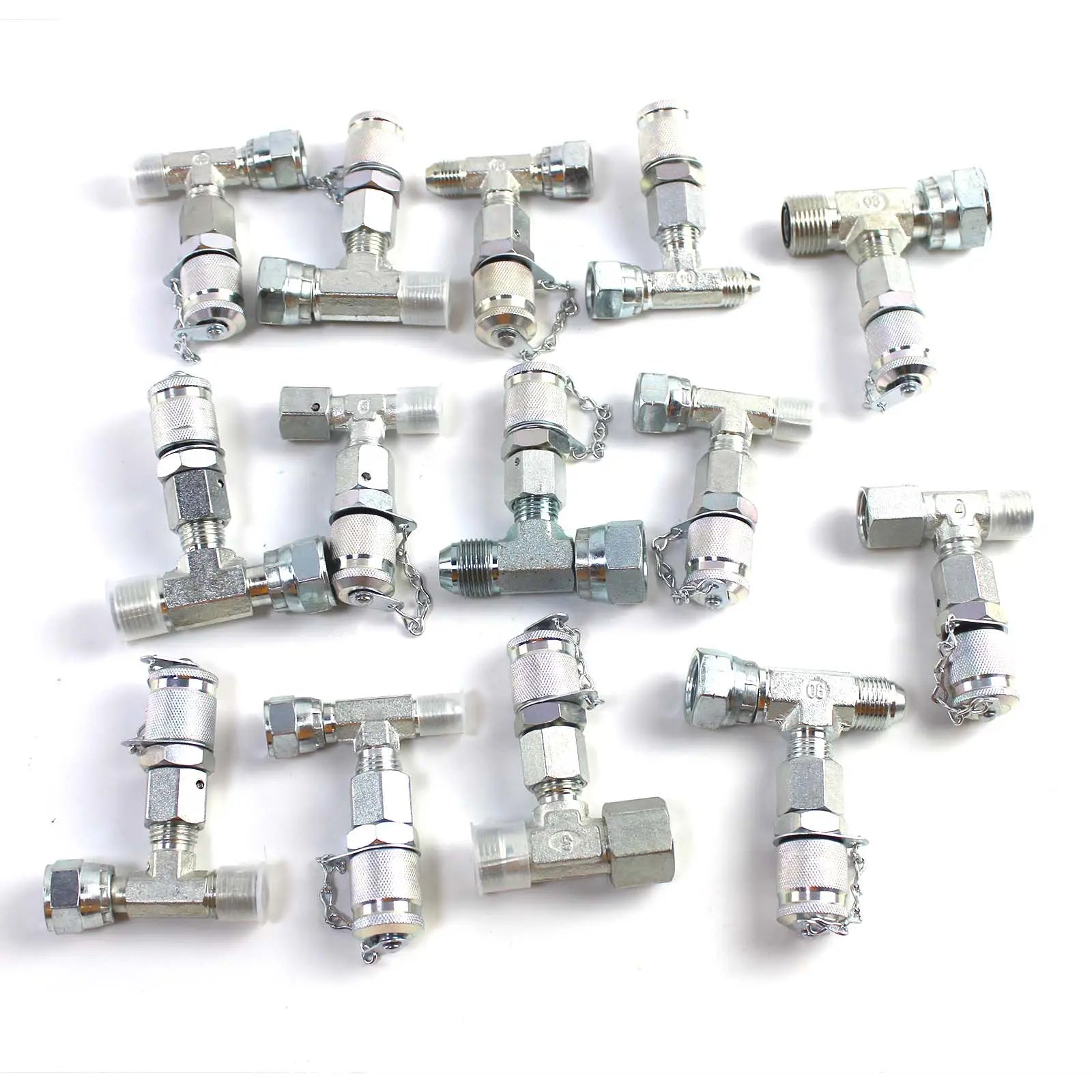 Kit De Test De Pression Hydraulique Complet - 5 Manomètres (10 à 600 Bar), 5 Tuyaux, 13 Raccords, 14 Connecteurs En T - Pour Pelles Et Engins - 3