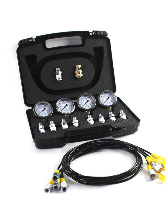 4 Gauges 10 Couplings 3 Roots 160cm Long Test Hoses 10/25/40/60Mpa Lightweight Black Plastic Box 3KG Hydraulic Pressure Test Kit