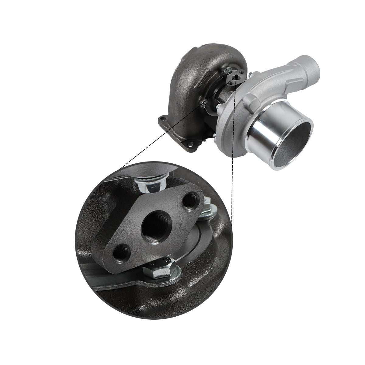 Turbocompressor 104-5857 para motor Caterpillar CAT 3116 3126 carregador 953C 938F - detalhe turbo