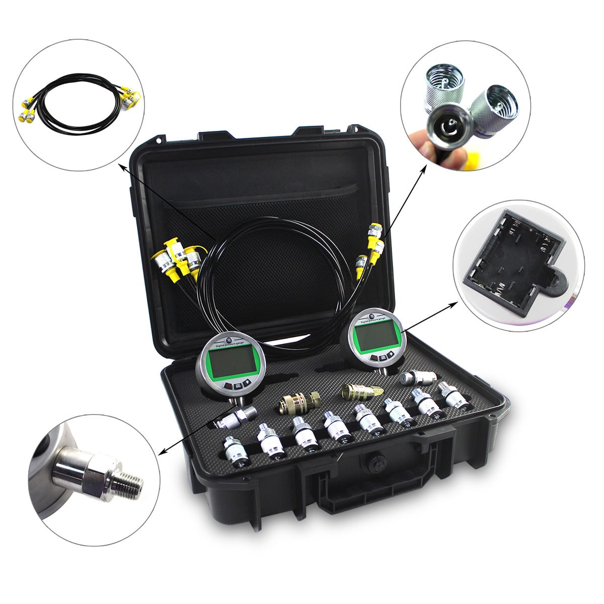 Testeur Hydraulique, Kit de Test de Pression de 8 Raccords 25 40 60MPa  Portable pour Moteurs : : Commerce, Industrie et Science