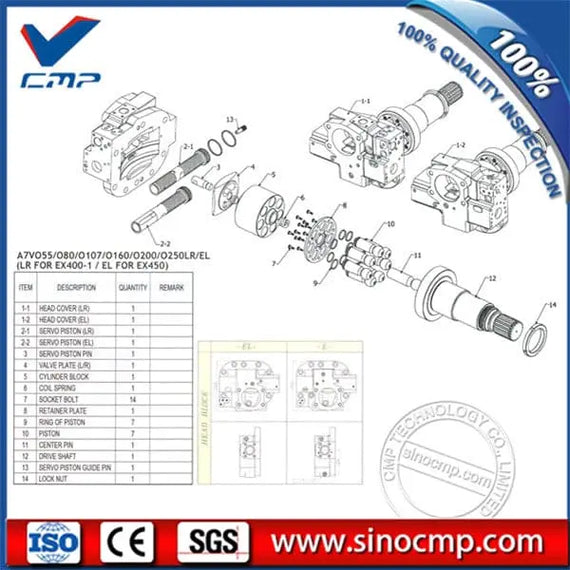 Pièces hydrauliques A7V160 HANDOK Fit Hitachi Excavator Parts