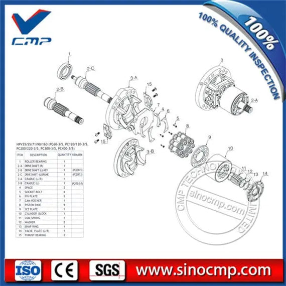 Ersatzteile der Hydraulikpumpe HPV160 für Komatsu PC300-3 PC300-5 PC400-3 PC400-5