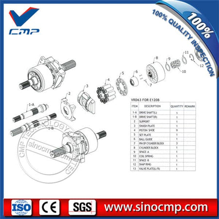 VRD63 Hydraulic Pump Main Pump Spare Parts 1